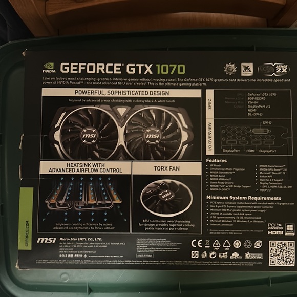 MSI Nvidia GTX 1070 ARMOR OC - Picture 5 of 6